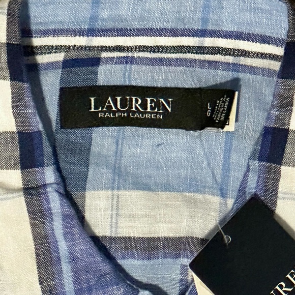 Ralph Lauren Blue Plaid Shirt with Floral Accents - Picture 2 of 6